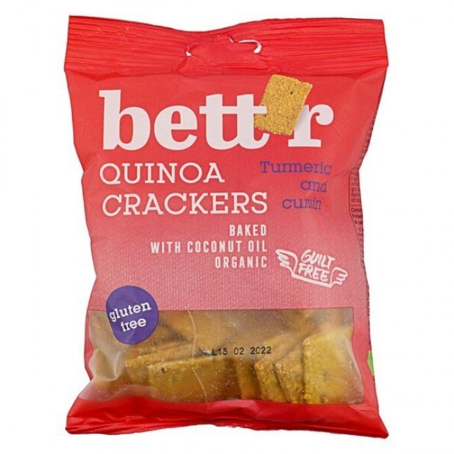 Bettr bio vegán gluténmentes quinoa kréker kurkuma&kömény 100g