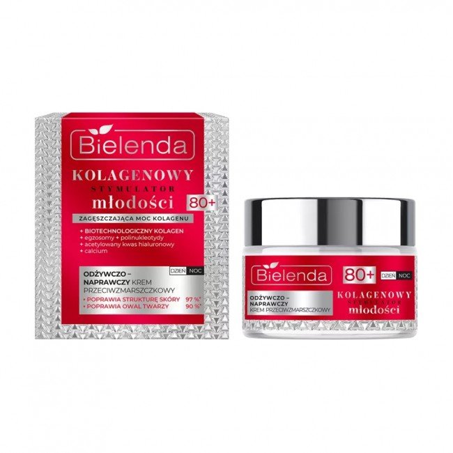 Bielenda Collagen Youth Stimulator Tápláló és javító ránctalanító arckrém 80+ nappali/éjszakai 50ml