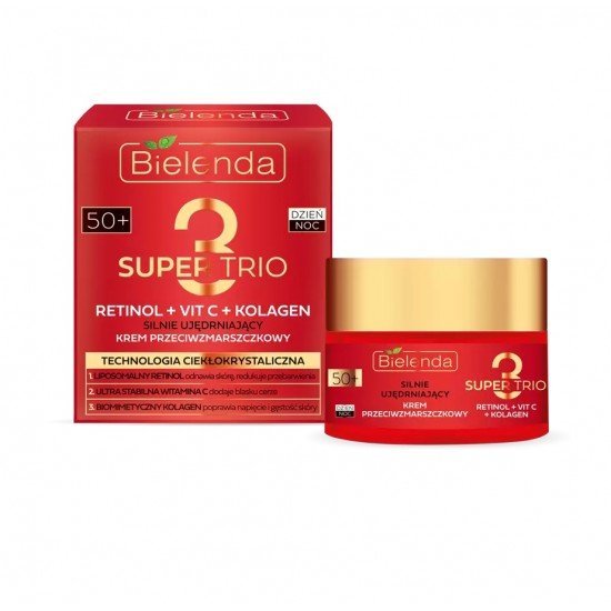 Bielenda SUPER TRIO 3 Retinol + C-vitamin + Kollagén - Feszesítő ránctalanító krém 50+ nappali/éjszakai 50ml