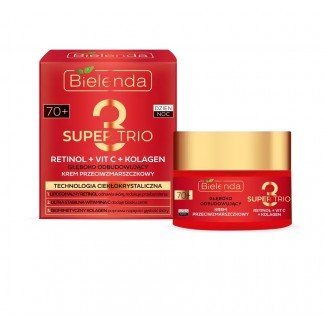 Bielenda SUPER TRIO 3 Retinol + C-vitamin + Kollagén - Mélyen regeneráló ránctalanító krém 70+ nappali/éjszakai 50ml