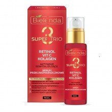 Bielenda SUPER TRIO 3 Retinol + C-vitamin + Kollagén - Revitalizáló ránctalanító szérum éjszakai 30ml