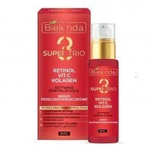 Bielenda SUPER TRIO 3 Retinol + C-vitamin + Kollagén - Revitalizáló ránctalanító szérum éjszakai 30ml