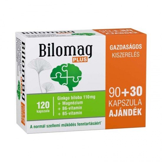 Bilomag plus 110mg gingko biloba kivonatot tartalmazó étrend-kiegészítő kapszula 90+30db 120db