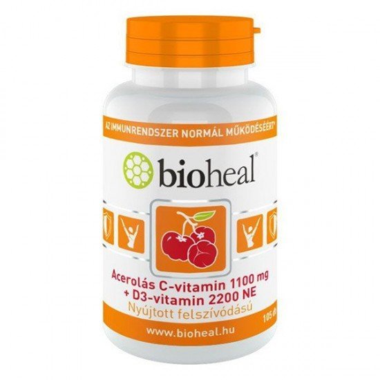 Bioheal c-vitamin 1100mg+d3-vitamin 2200ne kapszula 105db