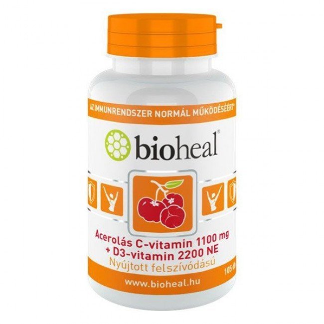 Bioheal c-vitamin 1100mg+d3-vitamin 2200ne kapszula 105db