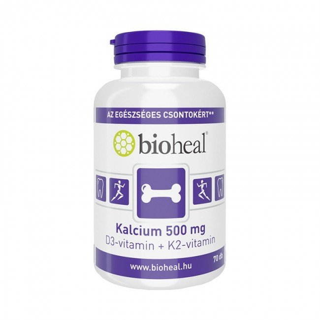 Bioheal kalcium 500mg+d3-vitamin+k2-vitamin tabletta 70db