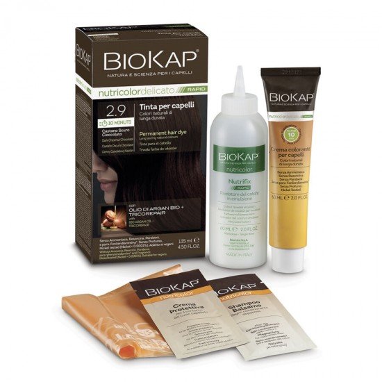 Biokap nutricolor rapid tartós hajfesték nr 2.9 dark chestnut chocolate 135ml Biokap nutricolor rapid tartós hajfesték nr 2.9 dark chestnut chocolate 135ml