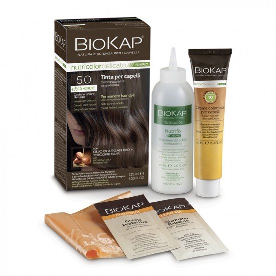 Biokap nutricolor rapid tartós hajfesték nr 5.0 natural light chestnut 135ml