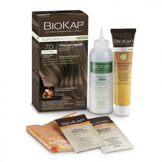 Biokap nutricolor rapid tartós hajfesték nr 7.0 natural medium blond 135ml Biokap nutricolor rapid tartós hajfesték nr 7.0 natural medium blond 135ml