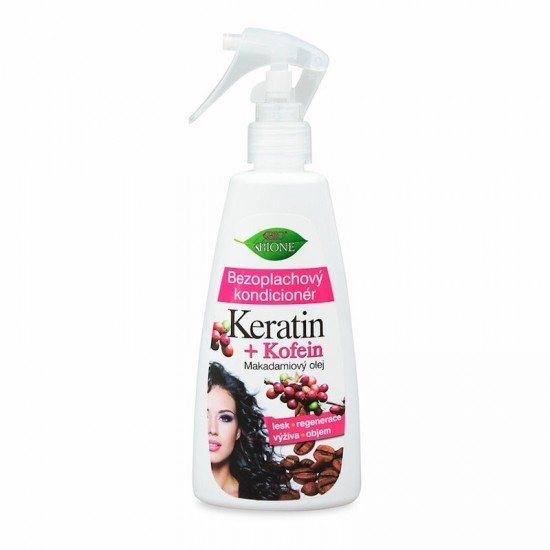 Bione cosmetics keratin+koffein+makadámiamagolaj öblítés nélküli kondícionáló spray 260ml