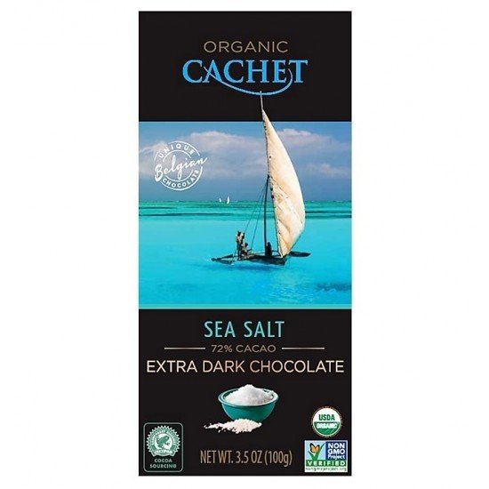 Cachet bio étcsokoládé tengeri sóval 100g