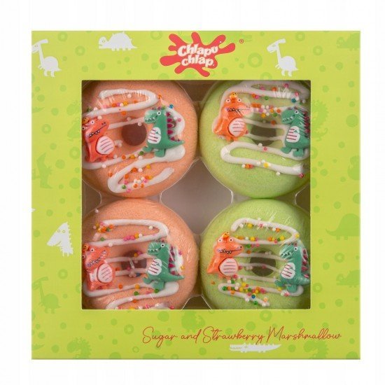 Chlapu Chlap Dinó Fánk Fürdőbomba Szett - Epres Pillecukor 4x60g Chlapu Chlap Dinó Fánk Fürdőbomba Szett - Epres Pillecukor 4x60g