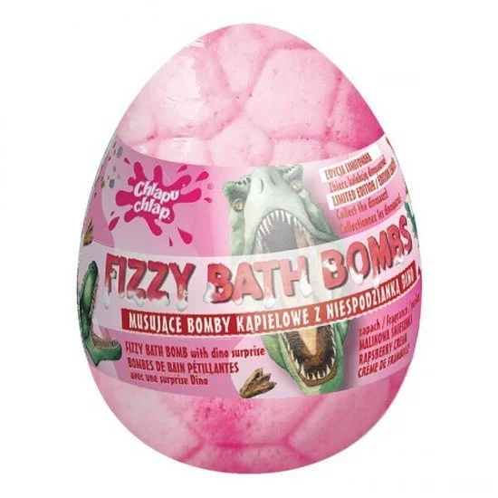 Chlapu Chlap Dinoszaurusz fürdőbomba meglepetés figurával - málnakrém illatú 140g