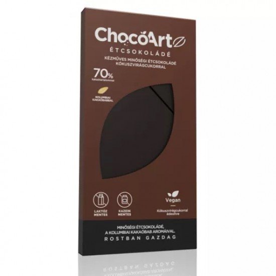 Chocoartz kézműves minőségű 70%os kakaótartalmú étcsokoládé kókuszvirágcukorral 80g