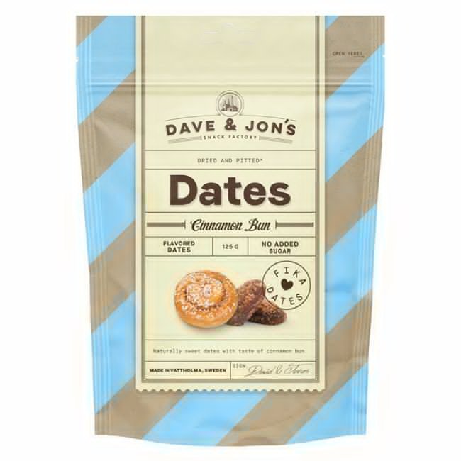 Dave & Jon`s dates cinnamon bun mag nélküli ízesített datolya fahéjas csiga ízben, hozzáadott cukor nélkül 125g