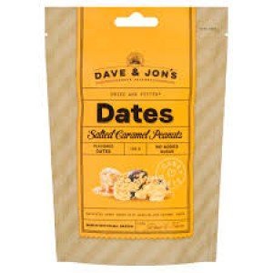Dave & Jon`s mag nélküli ízesített datolya sós karamell ízben, 125g