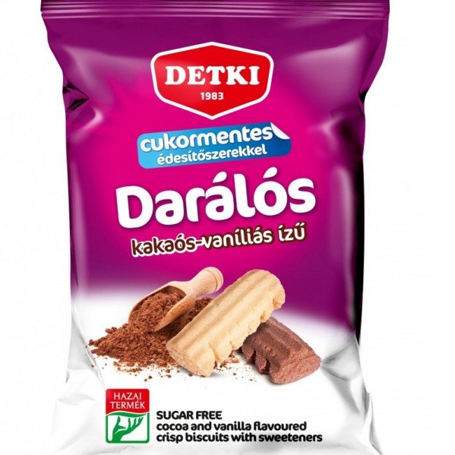 Detki cukormentes darálós vaníliás és kakaós omlós keksz 180g Detki cukormentes darálós vaníliás és kakaós omlós keksz 180g