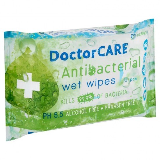 Doctor care antibakteriális nedves törlőkendő 72db