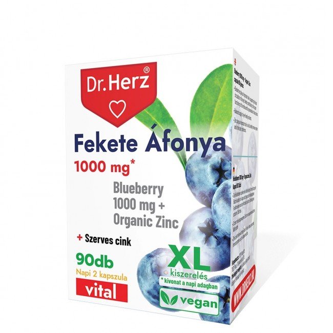 Dr. Herz Fekete Áfonya1000 mg + Szerves Cink kapszula XL 90db
