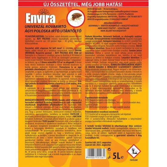 Envira Univerzál ágyi poloska irtó utántöltő 5 liter Envira Univerzál ágyi poloska irtó utántöltő 5 liter