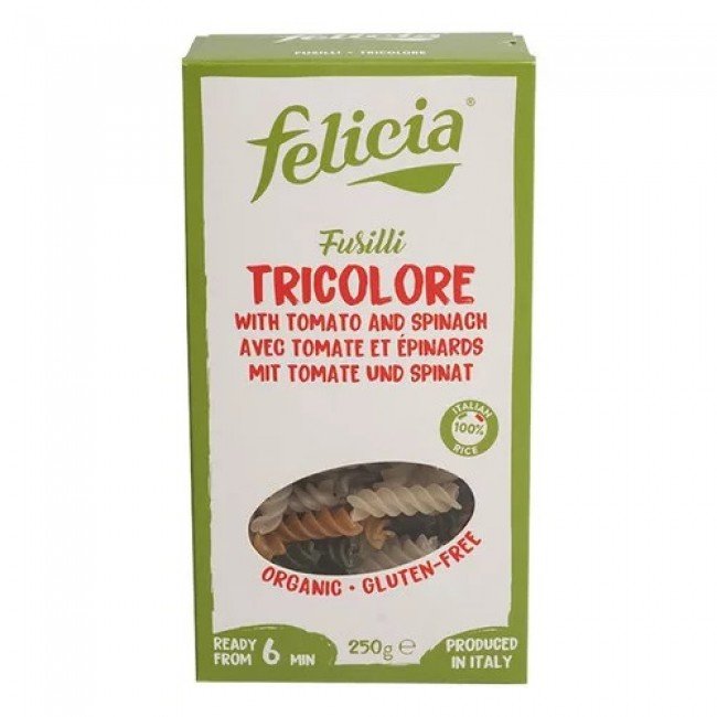 Felicia Bio rizs fusilli trikolor gluténmentes tészta 250g