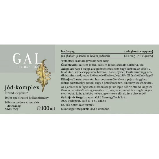 GAL Jód-komplex 600mcg x 2000 adag 100ml GAL Jód-komplex 600mcg x 2000 adag 100ml