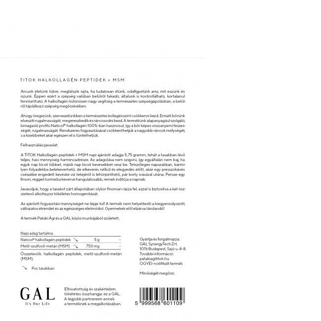 GAL TITOK Halkollagén peptidek + MSM 173g