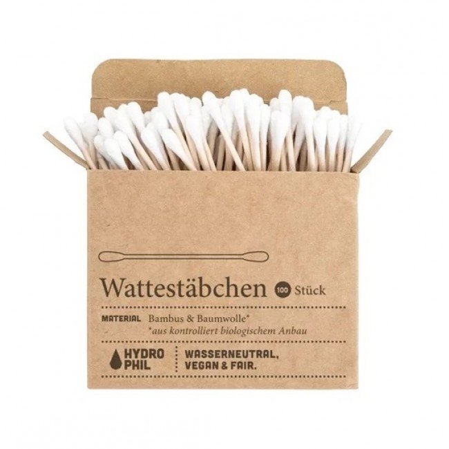 Hydrophil fültisztító pálcika bambuszból és biopamutból 100db