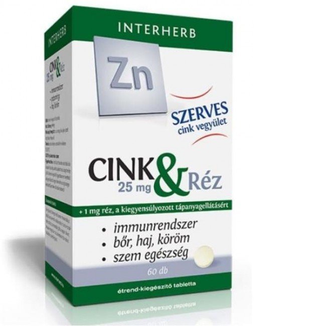 Interherb szerves cink & réz tabletta 60db