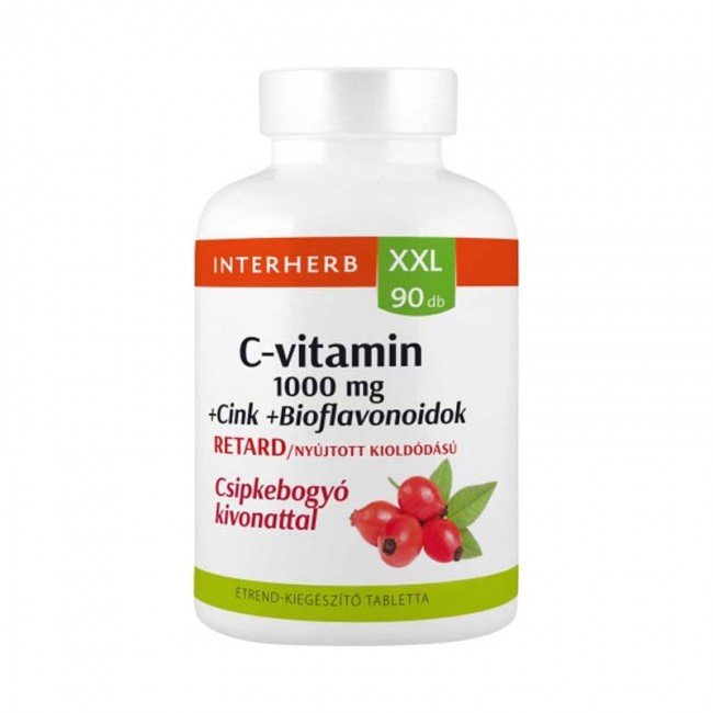 Interherb xxl c-vitamin+cink+bioflavonoidok retard tabletta 90db