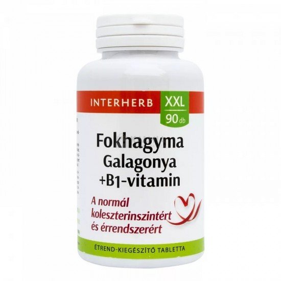 Interherb xxl fokhagyma&galagonya+b1-vitamin tabletta 90db