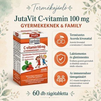JutaVit C-vitamin 100mg gyermekeknek Acerola kivonattal rágótabletta 60db