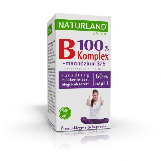 Naturland b 100% komplex+magnézium 375mg kapszula 60db