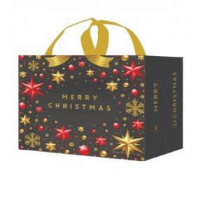 Ökotáska karácsonyi antracit - közepes 1db 