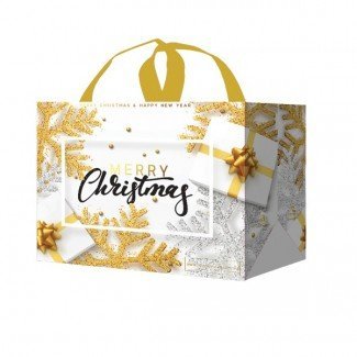 Ökotáska karácsonyi fehér - közepes 1db 