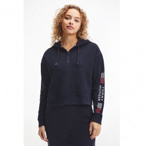 Tommy Hilfiger női kapucnis pulóver UW0UW03587 sötétkék Tommy Hilfiger női kapucnis pulóver UW0UW03587 sötétkék