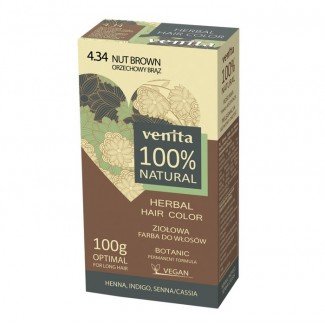 Venita 100% natural gyógynövényes hajfesték 4.34 mogyoró barna 100g