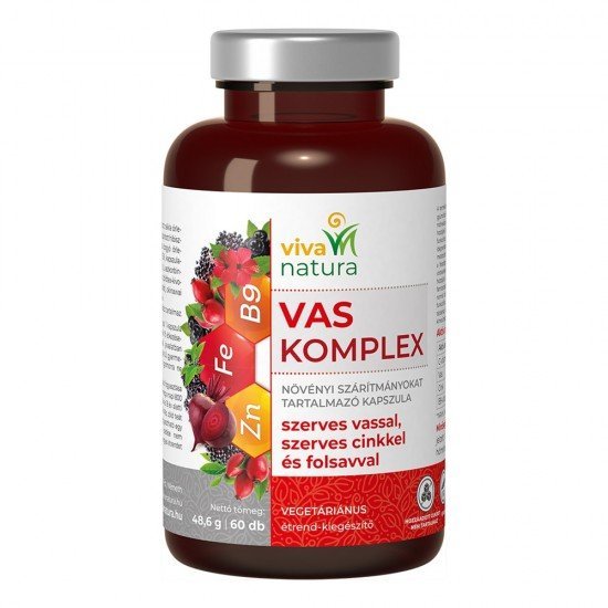 Viva natura vas komplex szerves vassal, cinkkel és folsavval kapszula 60 db Viva natura vas komplex szerves vassal, cinkkel és folsavval kapszula 60 db