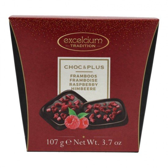 Excelcium choc&plus málna étcsokoládé falatok 107g