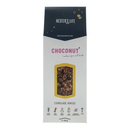 Hester's Life choconut cookies csokoládés kókuszos gabonapehely 320g