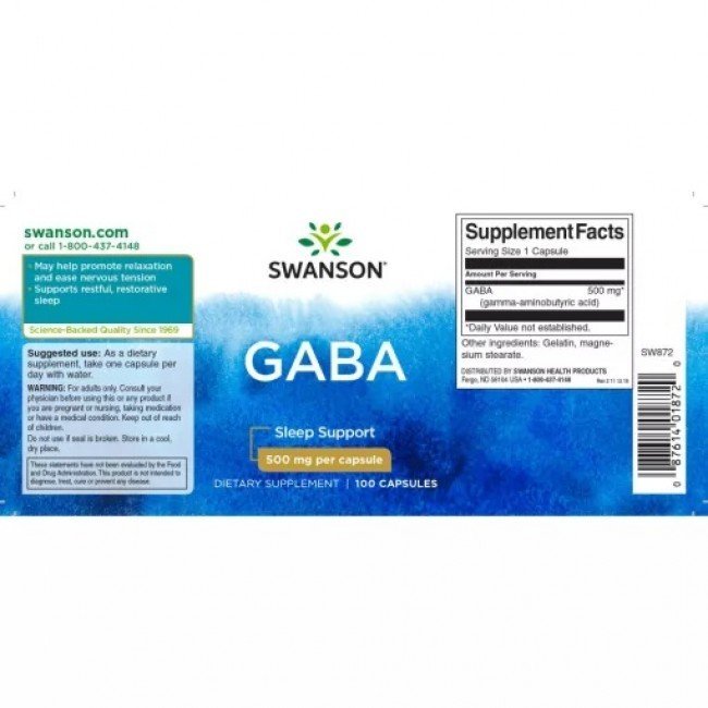 Swanson GABA 500mg gamma-amino-vajsav kapszulav 100db