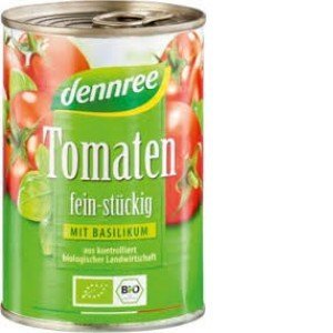 Dennree bio paradicsomkocka bazsalikomos 400g 