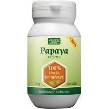 Zöldvér 100%-os papaya tabletta 60+18db