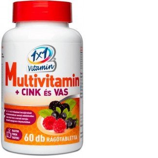 1X1 vitaday multi+Cink+Vas rágótabletta 60db