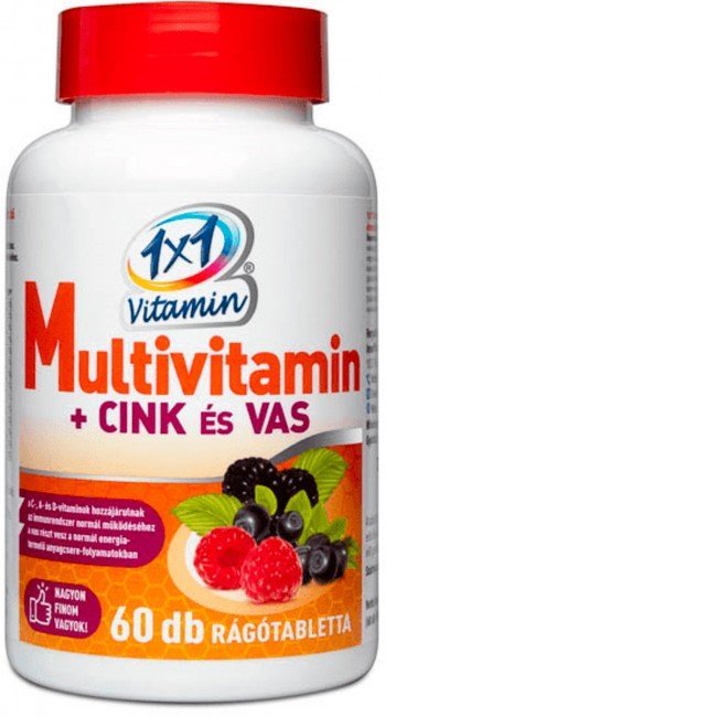 1X1 vitaday multi+Cink+Vas rágótabletta 60db