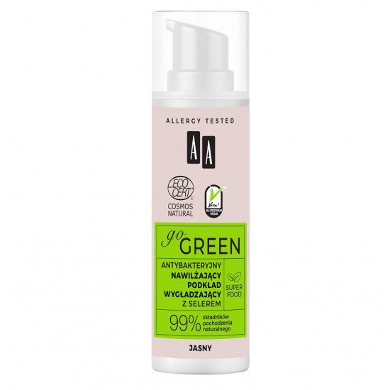 AA GO GREEN Antibakteriális hidratáló simító alapozó ECOCERT - világos 30ml AA GO GREEN Antibakteriális hidratáló simító alapozó ECOCERT - világos 30ml