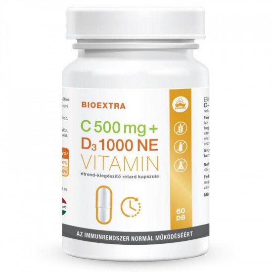 Bioextra c-vitamin 500mg+ d3-vitatmin 1000ne kapszula 60db