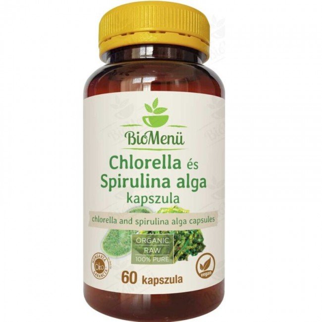 BioMenü BIO CHLORELLA és SPIRULINA ALGA kapszula 60db BioMenü BIO CHLORELLA és SPIRULINA ALGA kapszula 60db