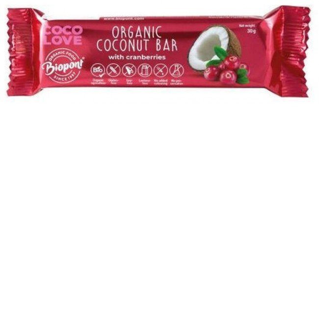 Biopont bio coco love kókusz-vörösáfonya szelet 30g