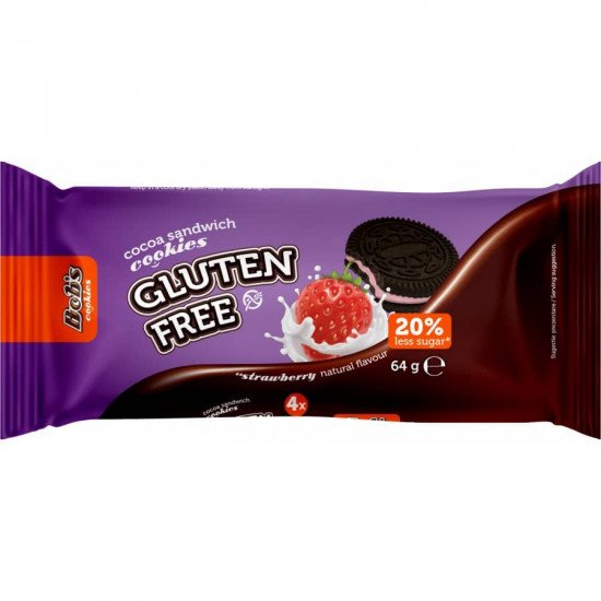 Bob's gluténmentes keksz epres krémmel 64g Bob's gluténmentes keksz epres krémmel 64g